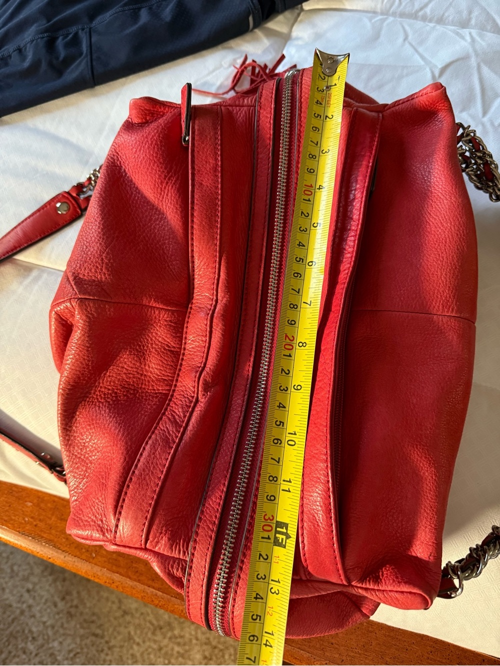 B Makowsky Red Pebbled Leather Hobo Shoulder Bag Silver Hardware Purse - Picture 14 of 16